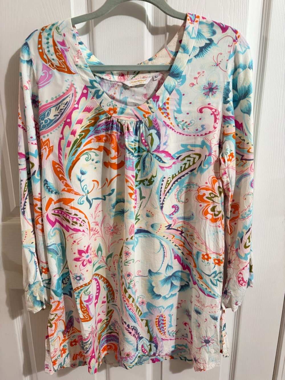 Jams World White Multicolor Paisley V-Neck Tunic
